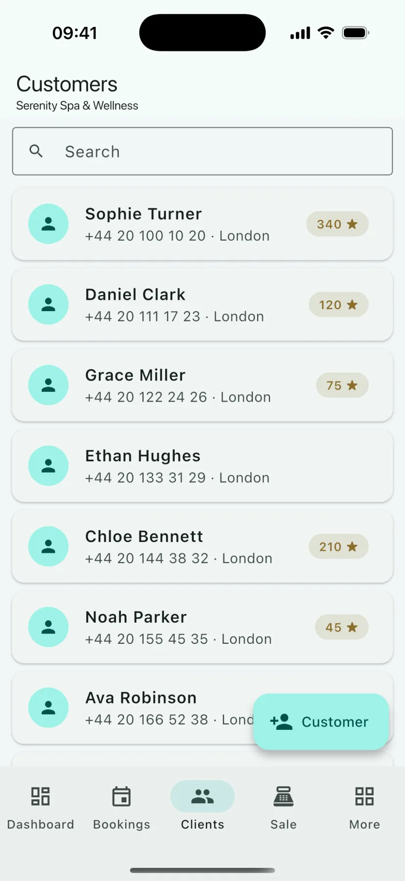 HMS Spa mobile app — Customers