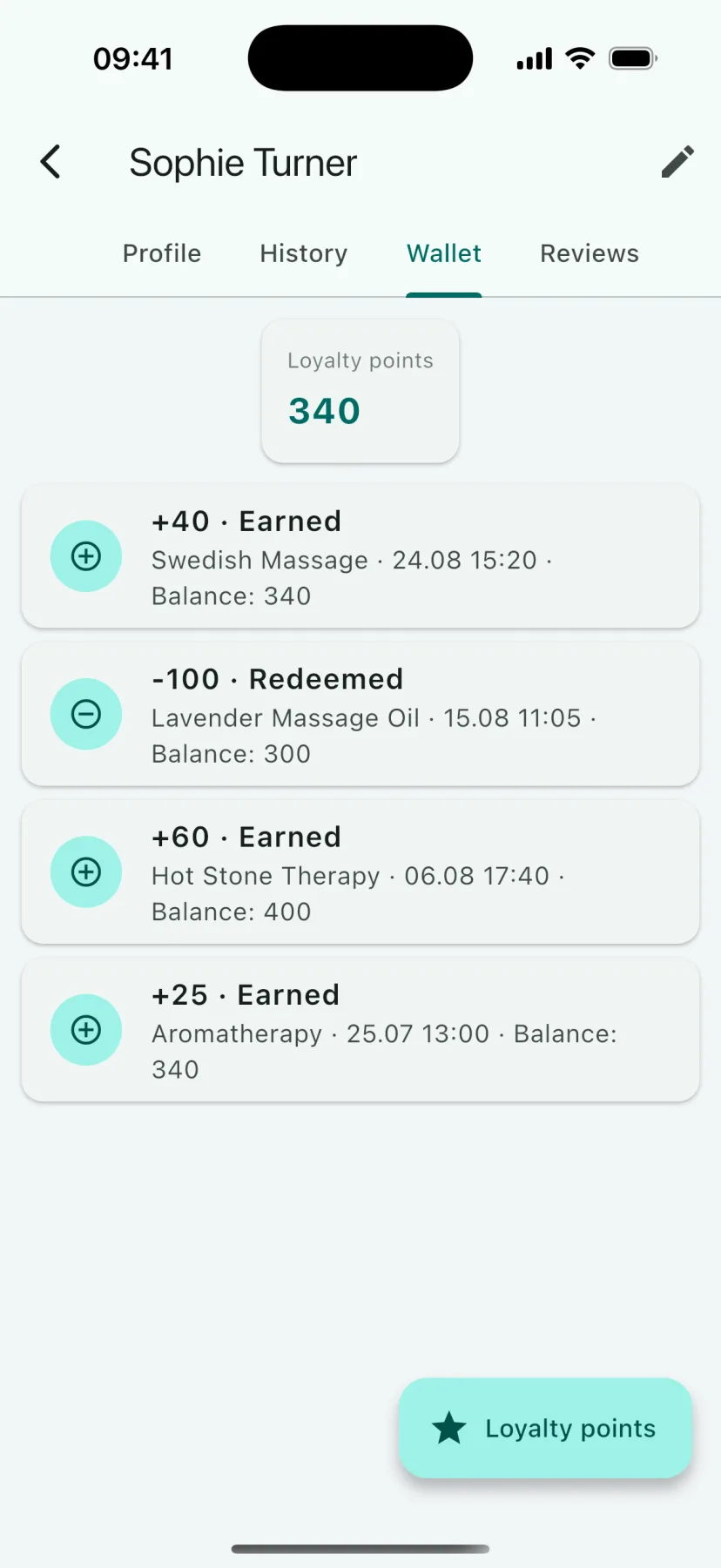 HMS Spa mobile app — Loyalty wallet