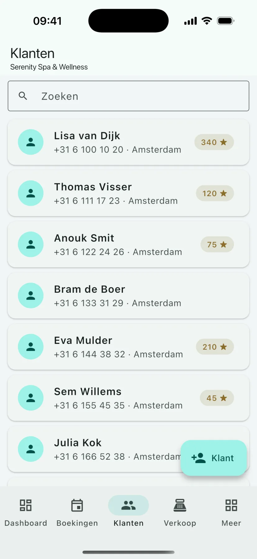HMS Spa mobiele app — Klanten