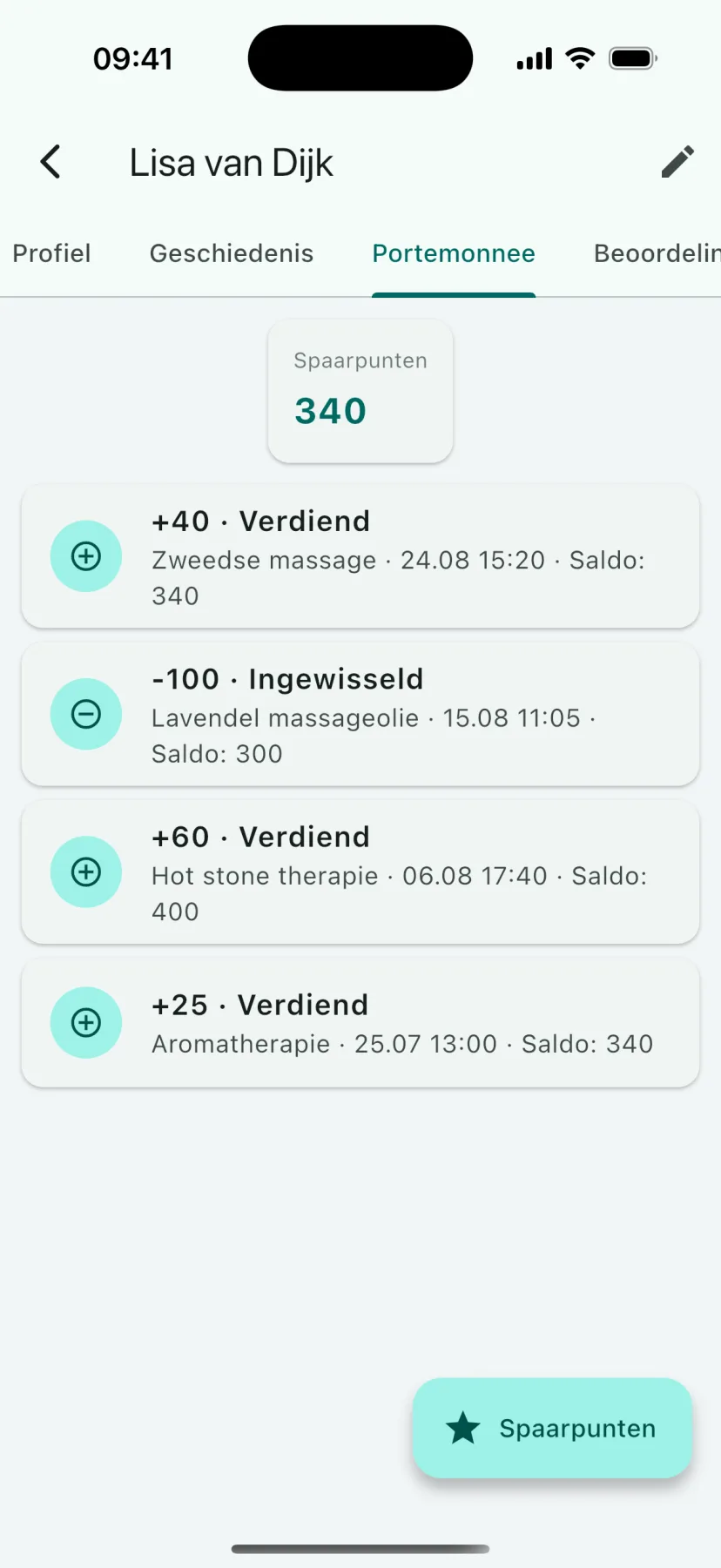 HMS Spa mobiele app — Spaarpunten