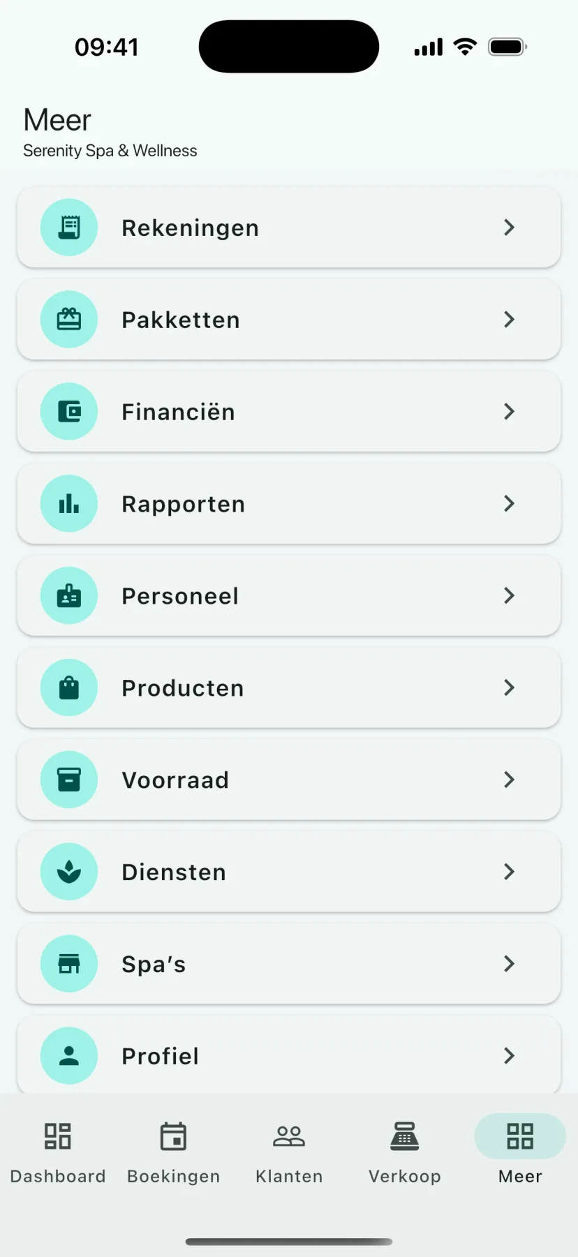 HMS Spa mobiele app — Modules