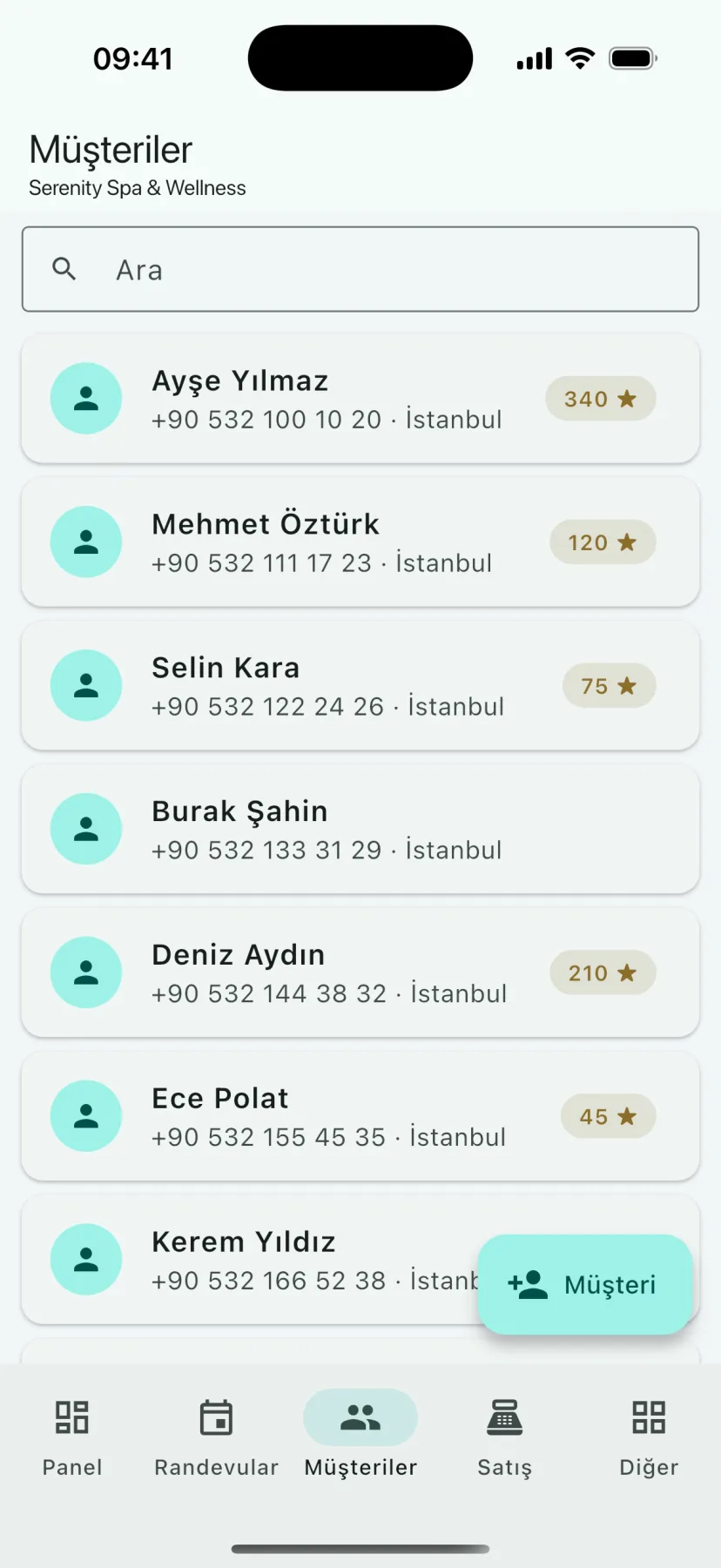 HMS Spa mobil uygulaması — Müşteriler