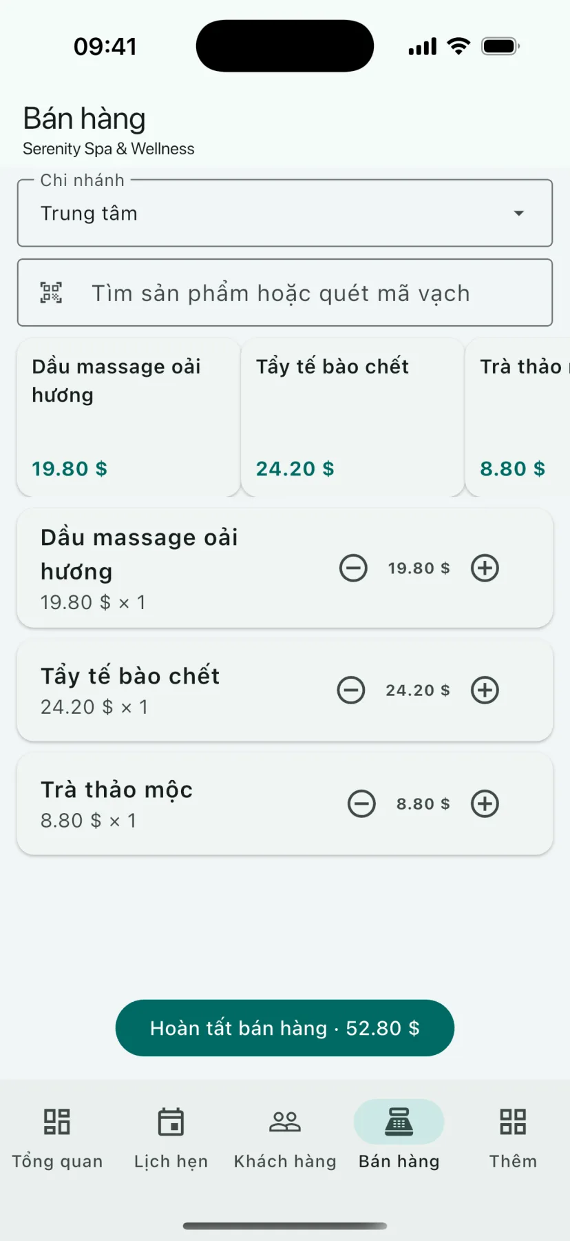 Ứng dụng HMS Spa — Bán hàng (POS)